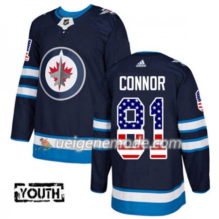 Kinder Eishockey Winnipeg Jets Trikot Kyle Connor 81 Adidas 2017-2018 Marineblau USA Flag Fashion Authentic